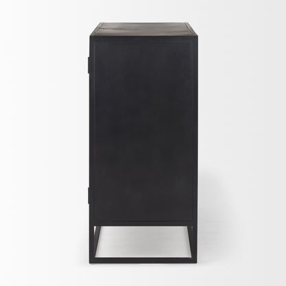 Sloan Black Wood W/Black Metal Frame Accent Cabinet