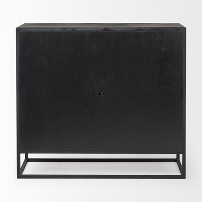 Sloan Black Wood W/Black Metal Frame Accent Cabinet