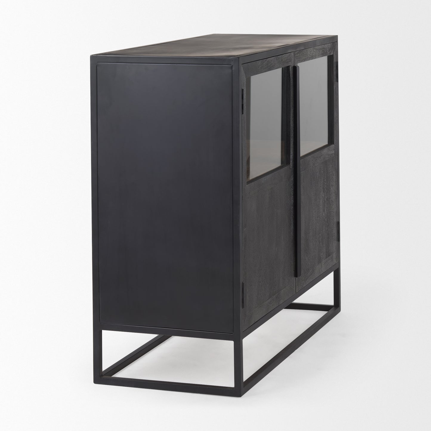 Sloan Black Wood W/Black Metal Frame Accent Cabinet