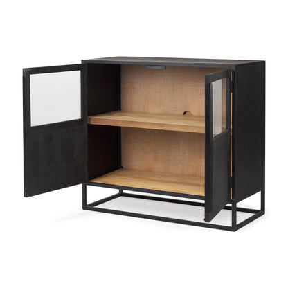 Sloan Black Wood W/Black Metal Frame Accent Cabinet