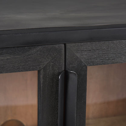 Sloan Black Wood W/Black Metal Frame Accent Cabinet