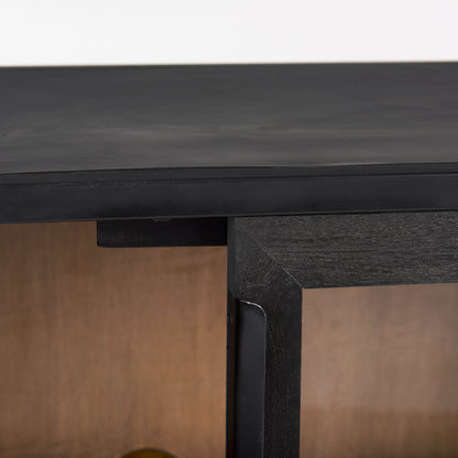Sloan Black Wood W/Black Metal Frame Accent Cabinet