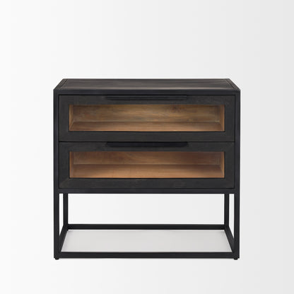 Sloan Black Wood W/Black Metal Frame Side Table