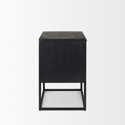 Sloan Black Wood W/Black Metal Frame Side Table