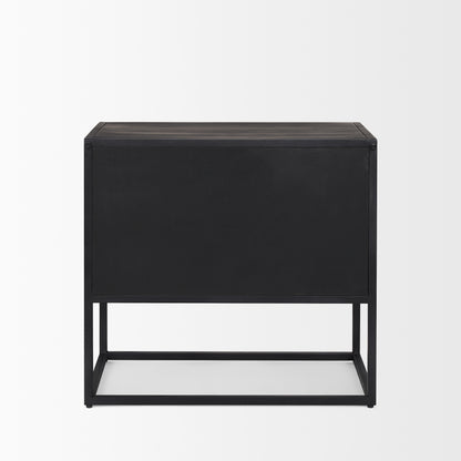 Sloan Black Wood W/Black Metal Frame Side Table