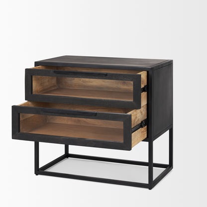 Sloan Black Wood W/Black Metal Frame Side Table