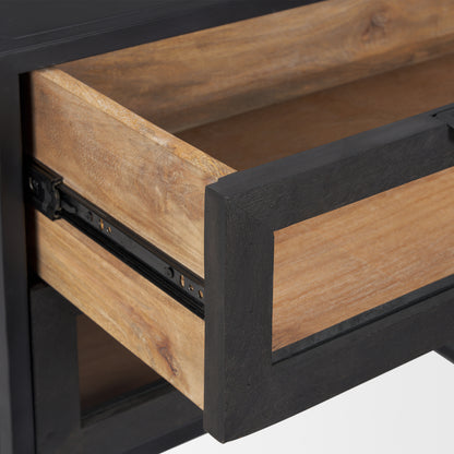 Sloan Black Wood W/Black Metal Frame Side Table