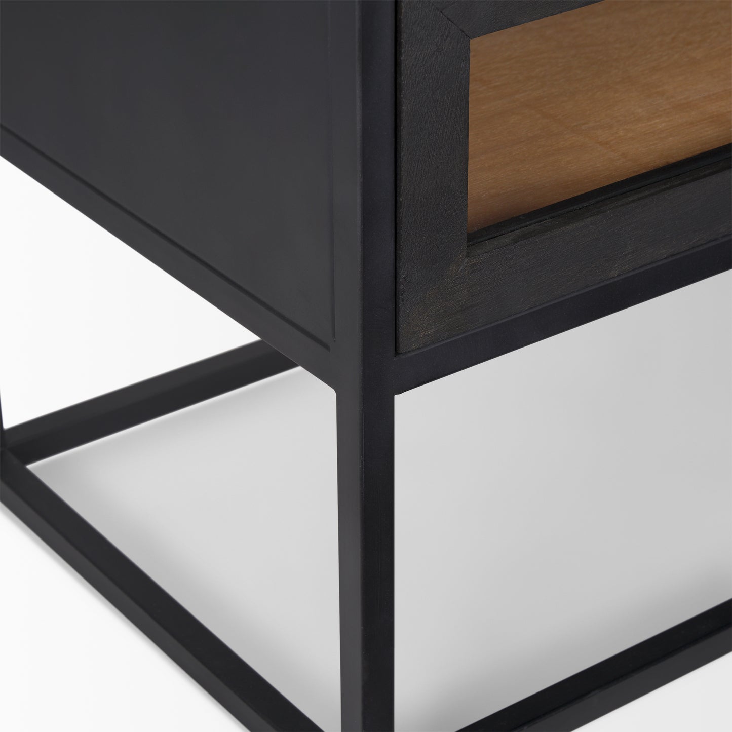 Sloan Black Wood W/Black Metal Frame Side Table