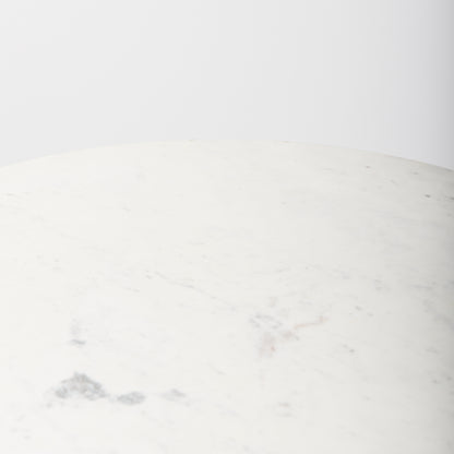 Maxwell 32" Round White Marble Tabletop w/ Blonde Wood & Black Metal Accent Pedestal Bistro Table