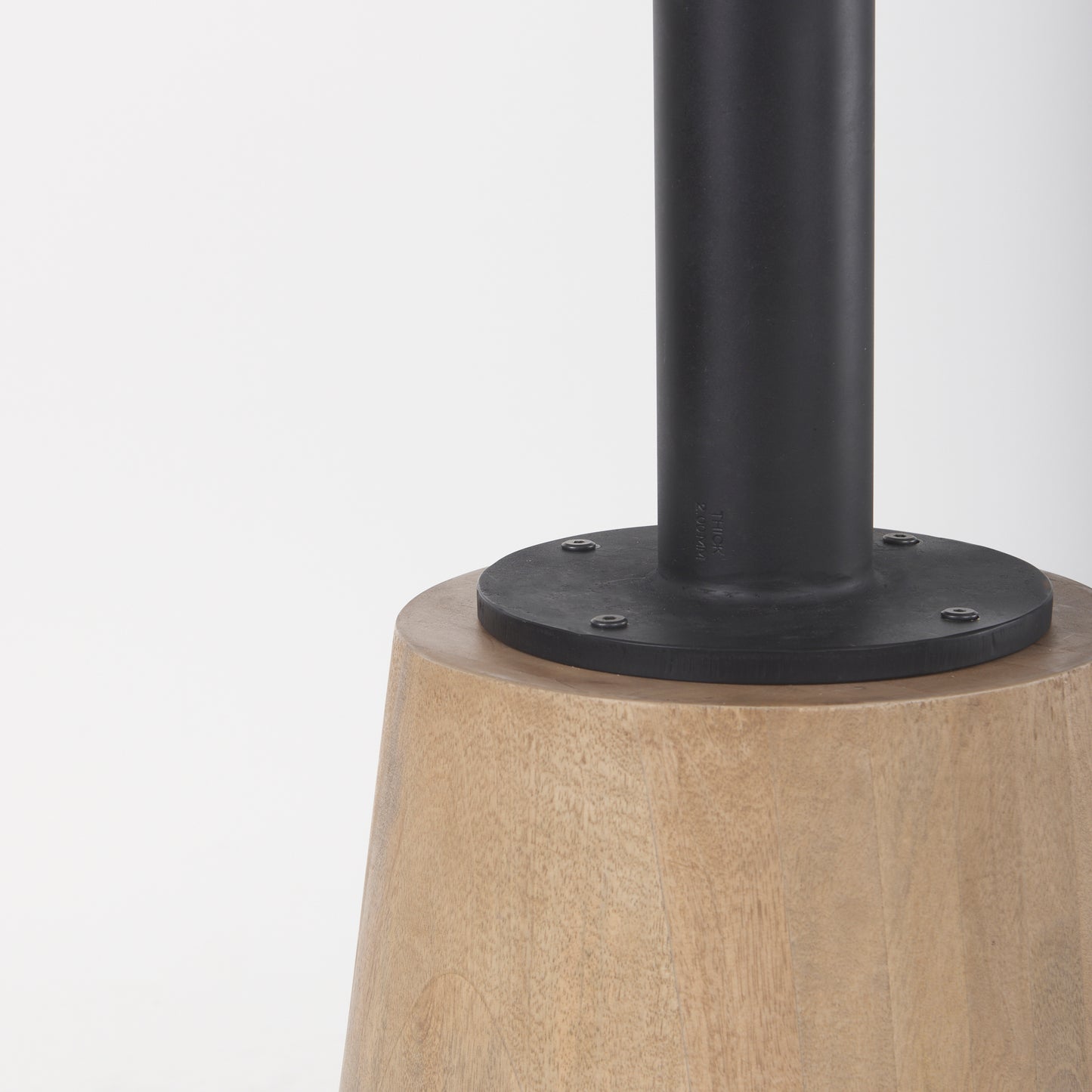 Maxwell 32" Round White Marble Tabletop w/ Blonde Wood & Black Metal Accent Pedestal Bistro Table