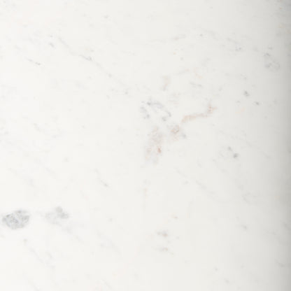 Maxwell 32" Round White Marble Tabletop w/ Blonde Wood & Black Metal Accent Pedestal Bistro Table