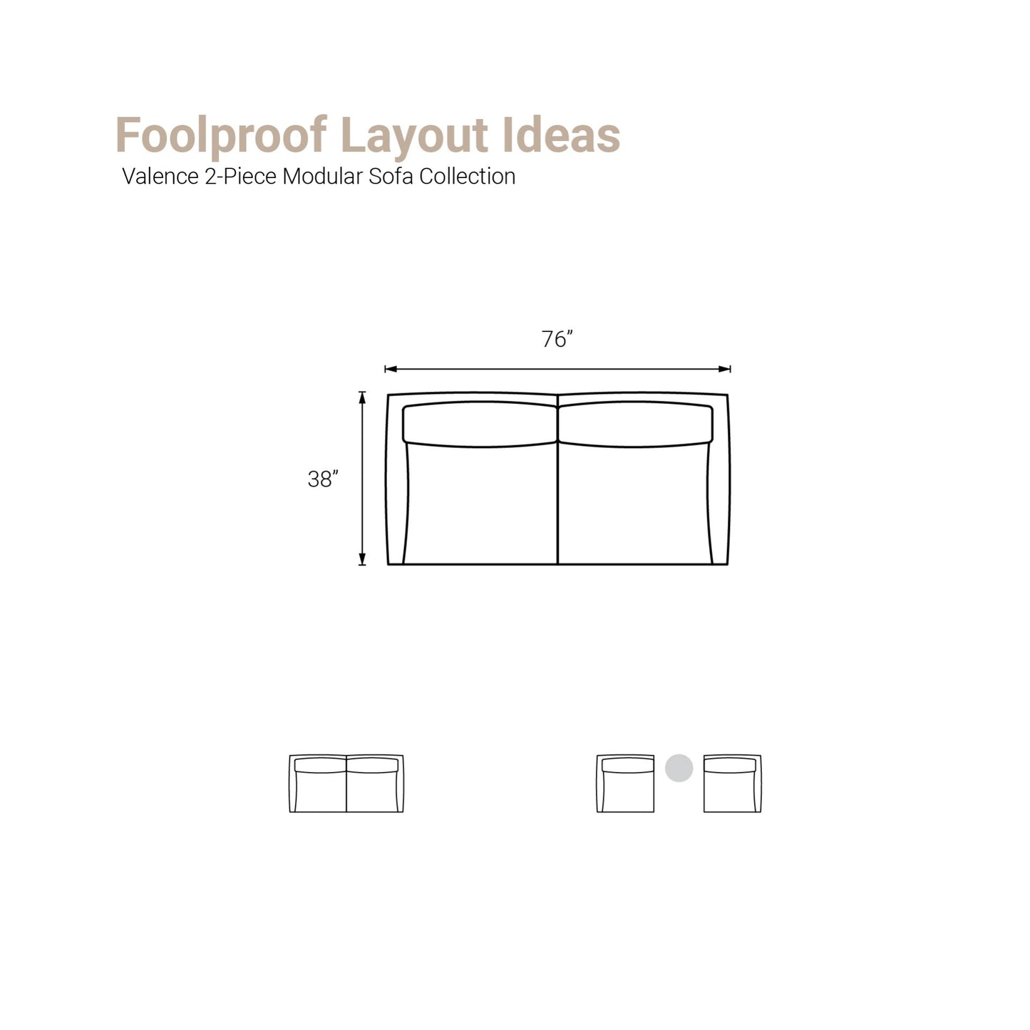 Valence 2 Piece Medium Gray Modular Sofa Set