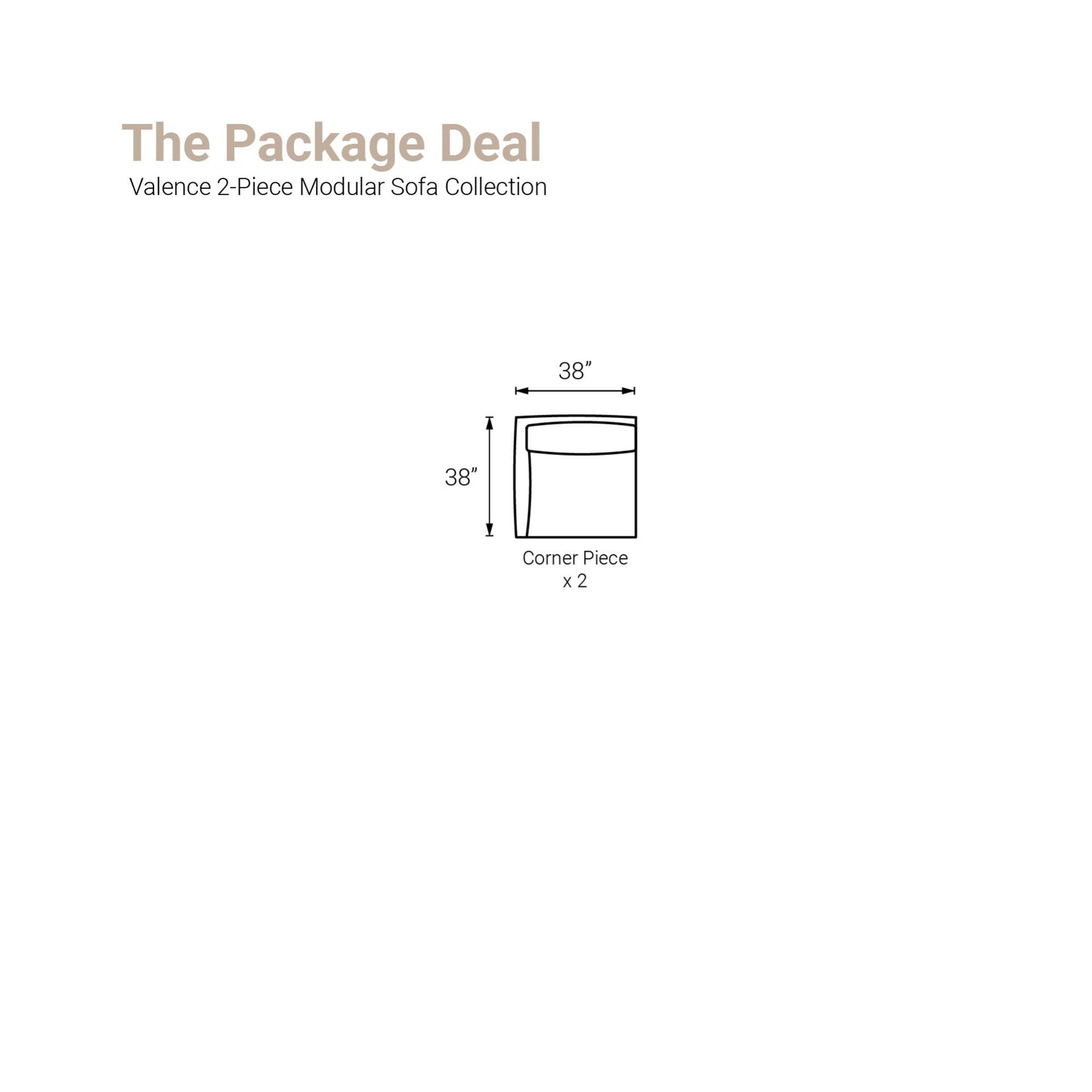 Valence 2 Piece Medium Gray Modular Sofa Set