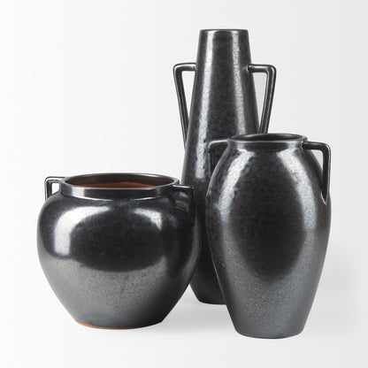 Kora Medium Dark Metallic Double Ear Vase