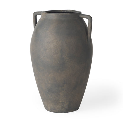 Kilian Medium Brown-Gray Double Ear Vase