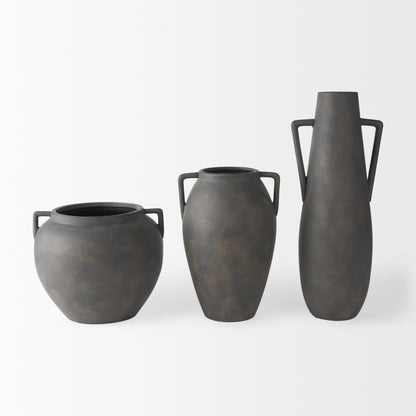 Kilian Medium Brown-Gray Double Ear Vase