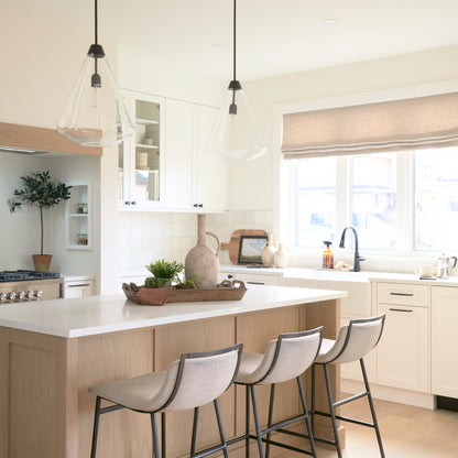 Kavalan 33.5" Total Height Beige Upholstered Seat Gray Metal Frame Counter Stool