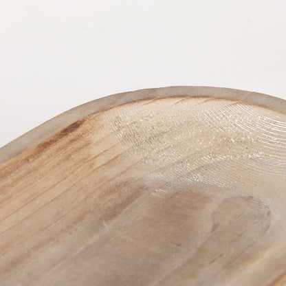 Carver Set of 2 Oblong White Washed Wood Footed Trays