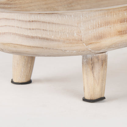 Carver Set of 2 Oblong White Washed Wood Footed Trays