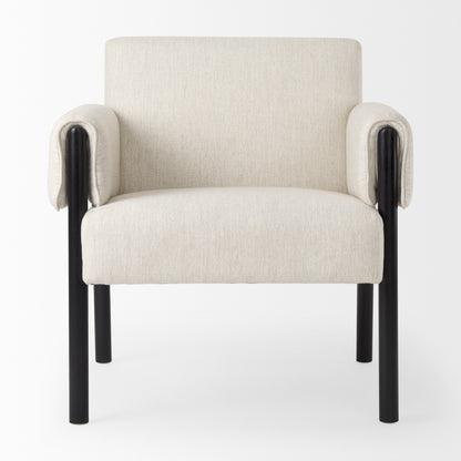 Ashton Beige Twill Fabric w/ Black Wood Accent Chair