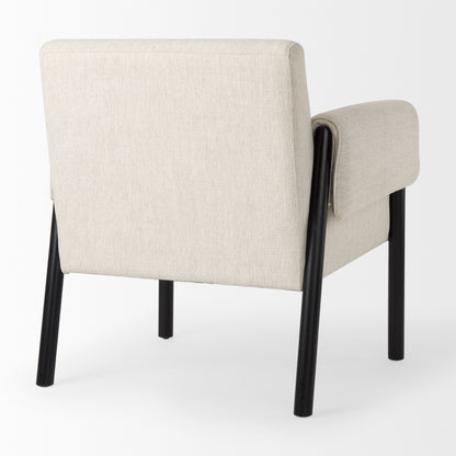 Ashton Beige Twill Fabric w/ Black Wood Accent Chair