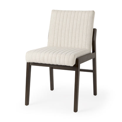 Tahoe Cream Fabric and Black-Brown Wood Dining Chair