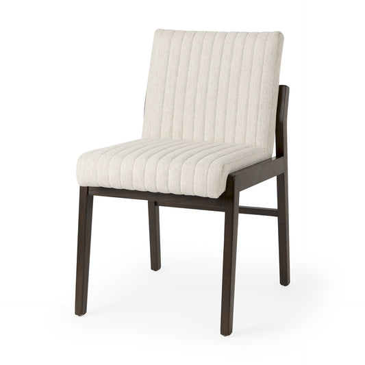 Tahoe Cream Fabric and Black-Brown Wood Dining Chair