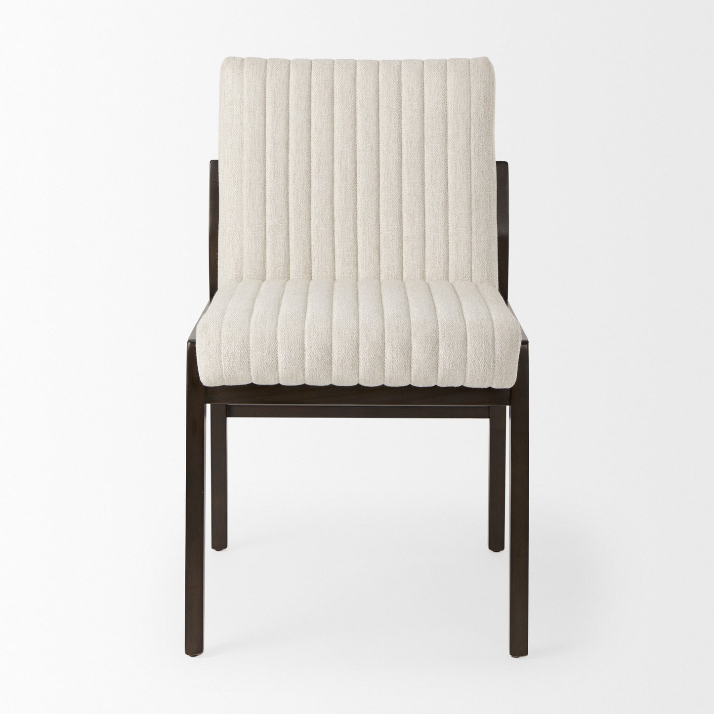 Tahoe Cream Fabric and Black-Brown Wood Dining Chair