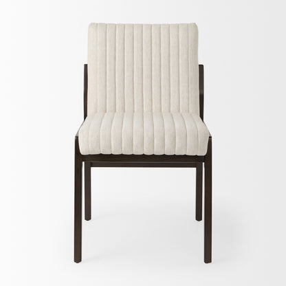 Tahoe Cream Fabric and Black-Brown Wood Dining Chair