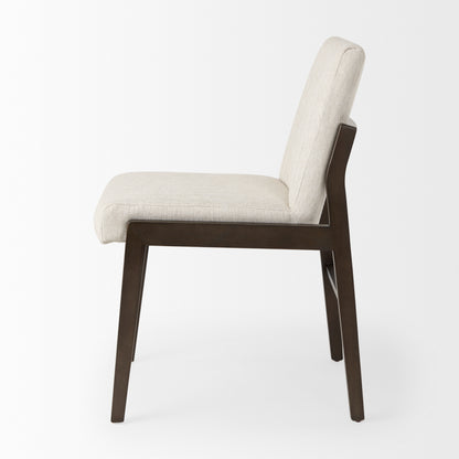 Tahoe Cream Fabric and Black-Brown Wood Dining Chair