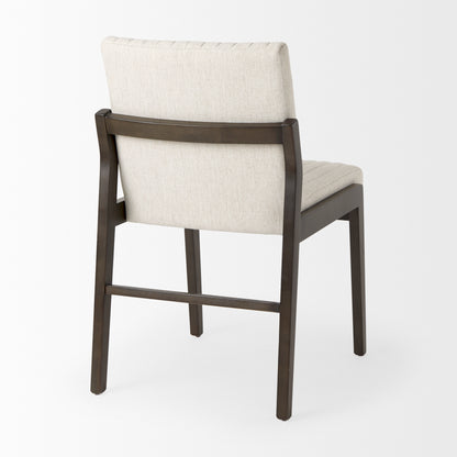 Tahoe Cream Fabric and Black-Brown Wood Dining Chair