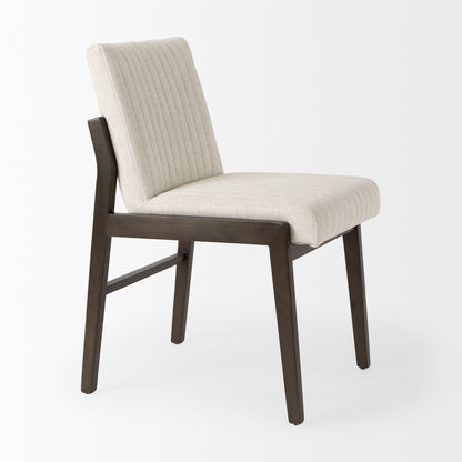Tahoe Cream Fabric and Black-Brown Wood Dining Chair