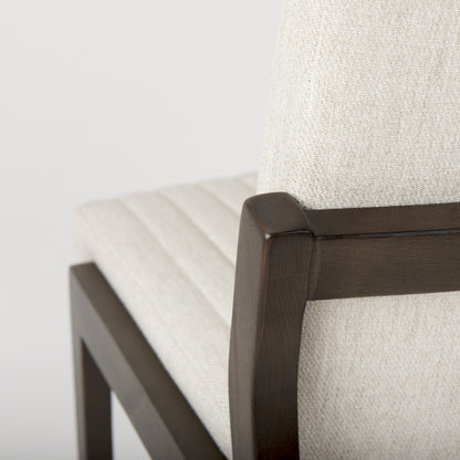 Tahoe Cream Fabric and Black-Brown Wood Dining Chair