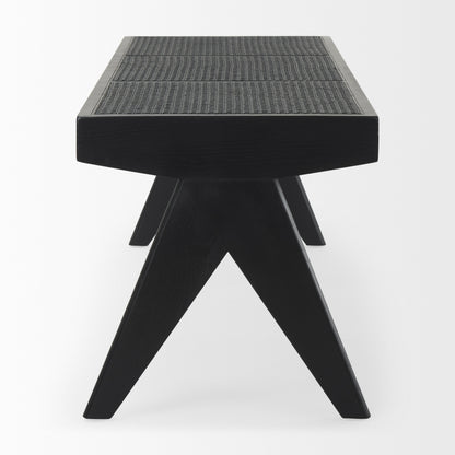 Arvin 59.1L x 17.7W x 18.1H Black Wooden Bench