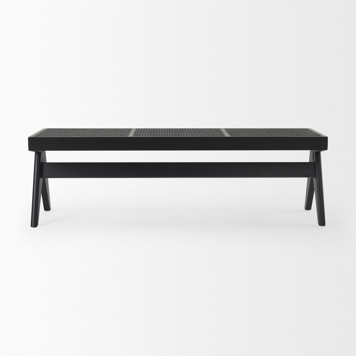 Arvin 59.1L x 17.7W x 18.1H Black Wooden Bench