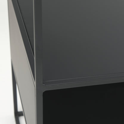 Samson 15.7L x 15.7W x 21.3H Side Table Matte Black Metal and Glass