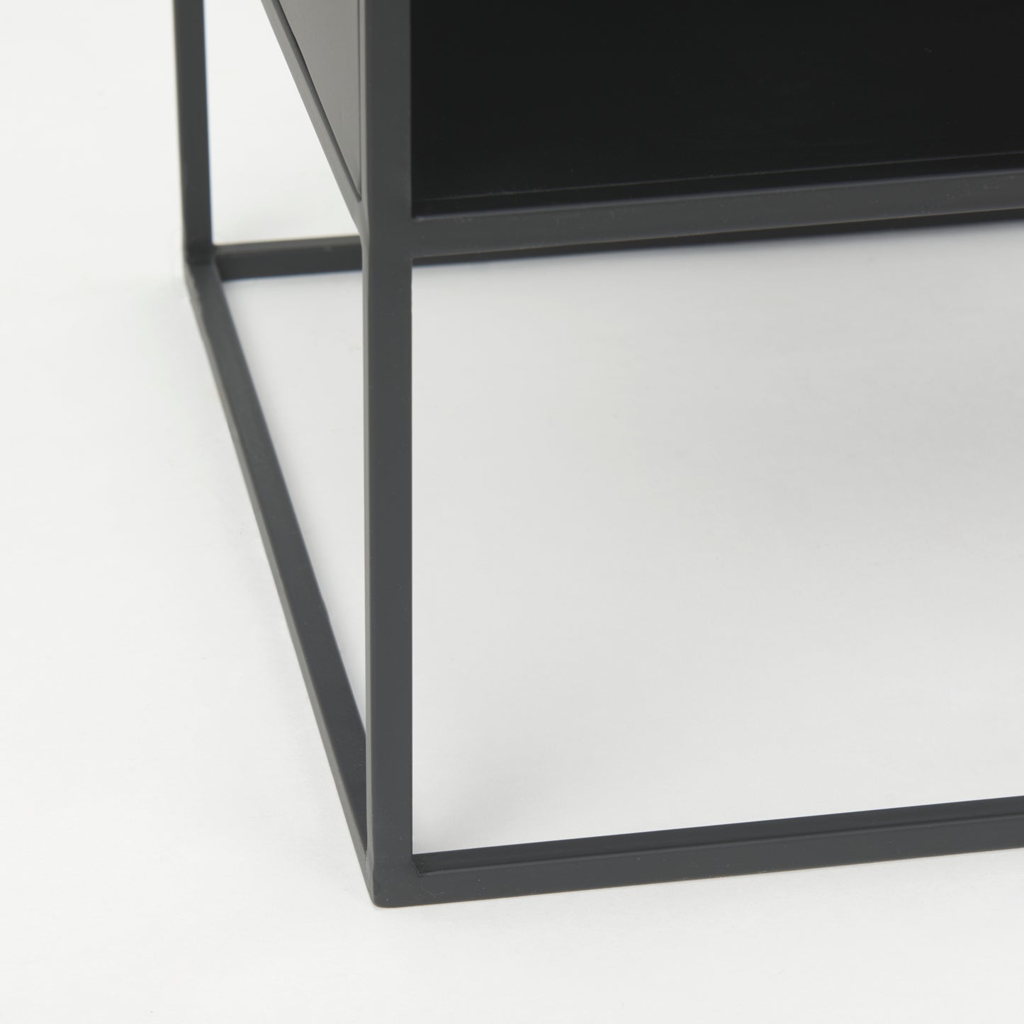Samson 15.7L x 15.7W x 21.3H Side Table Matte Black Metal and Glass