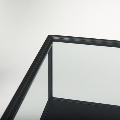 Samson 15.7L x 15.7W x 21.3H Side Table Matte Black Metal and Glass