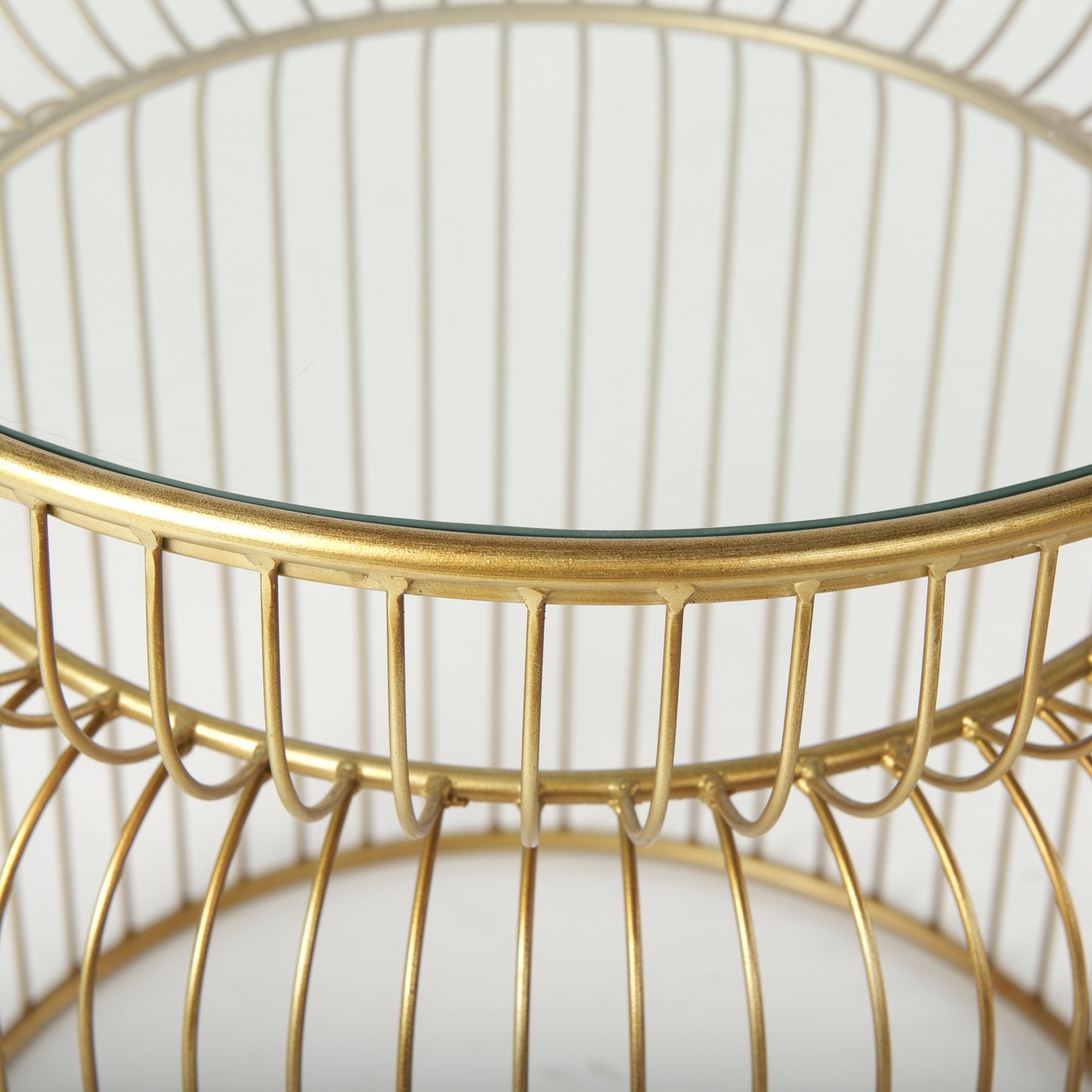 Shani Set of 2 Round, Gold Metal w/ Glass Accent Tables