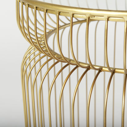 Shani Set of 2 Round, Gold Metal w/ Glass Accent Tables