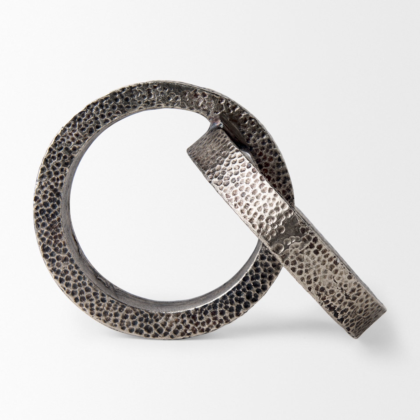 Rafiki Two Blackened Silver Hammered Finish Metal Conjoined Circles