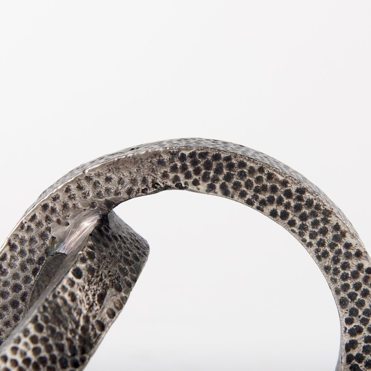 Rafiki Two Blackened Silver Hammered Finish Metal Conjoined Circles