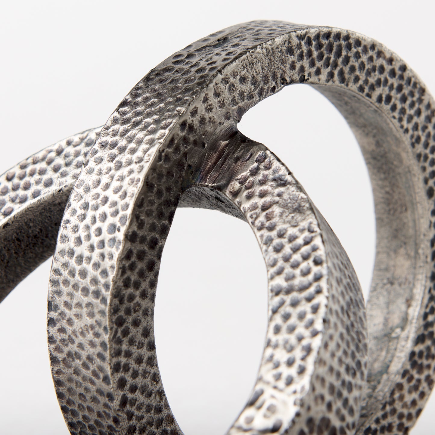 Rafiki Two Blackened Silver Hammered Finish Metal Conjoined Circles