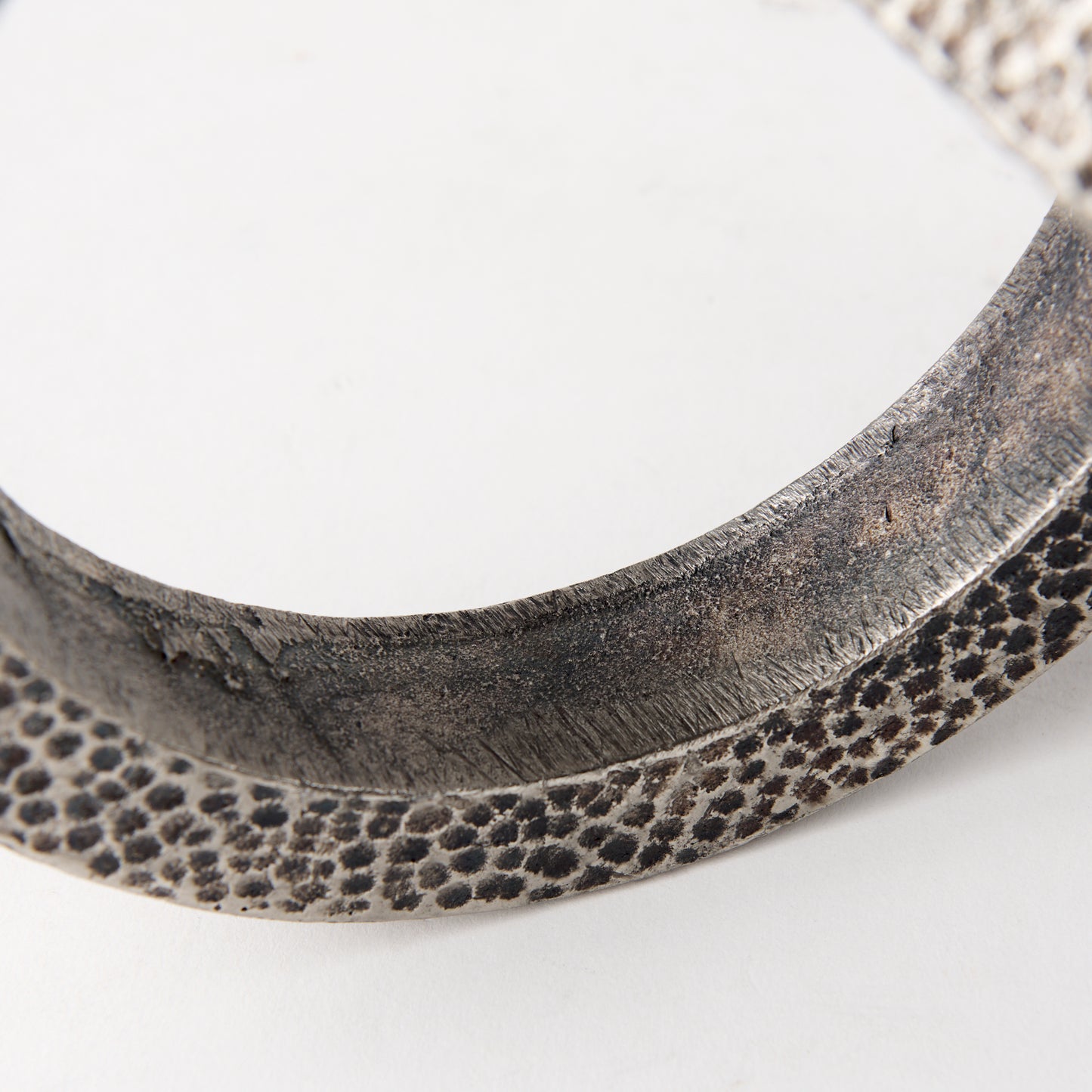 Rafiki Two Blackened Silver Hammered Finish Metal Conjoined Circles