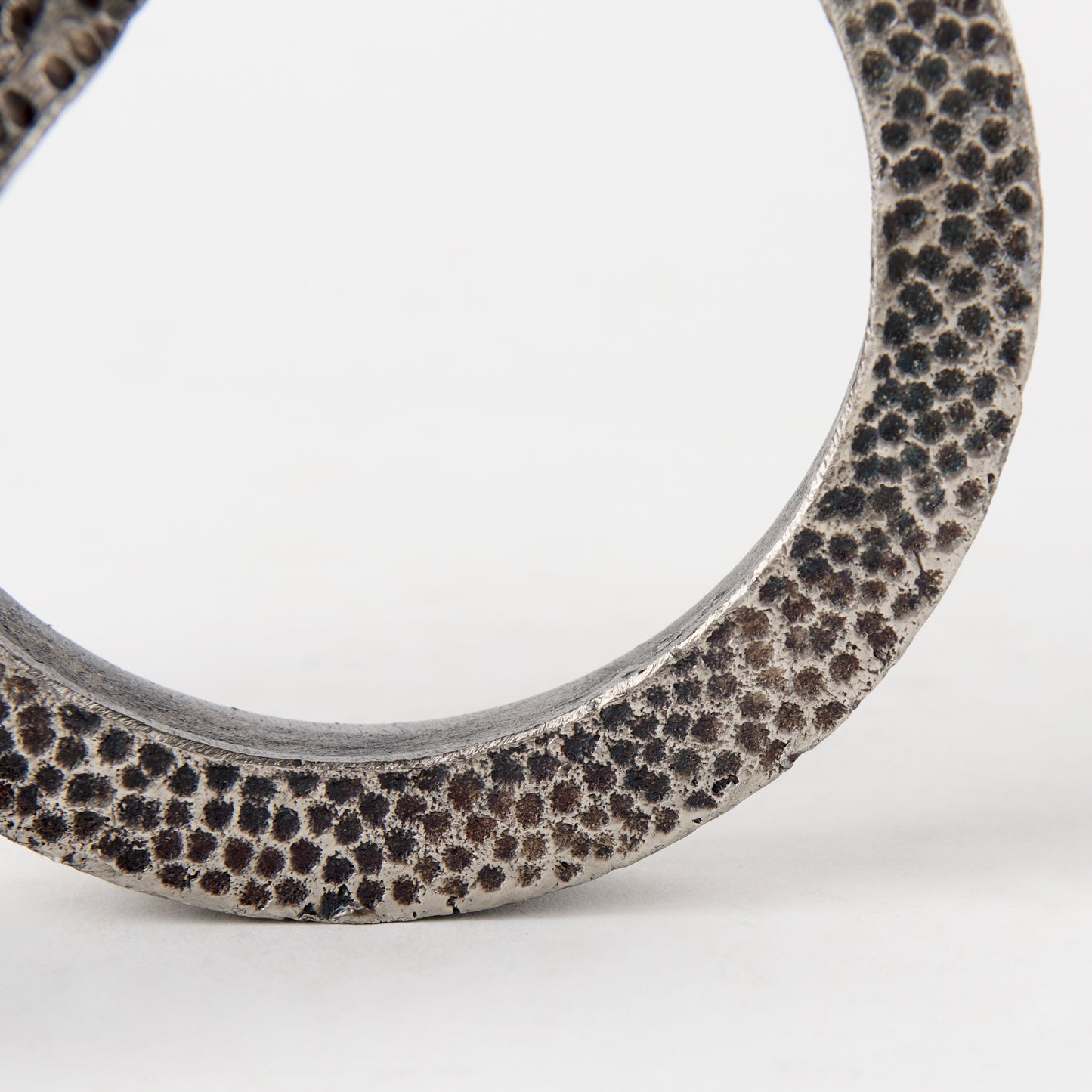 Rafiki Two Blackened Silver Hammered Finish Metal Conjoined Circles