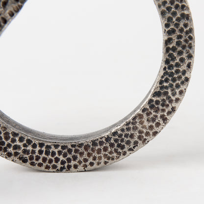 Rafiki Two Blackened Silver Hammered Finish Metal Conjoined Circles