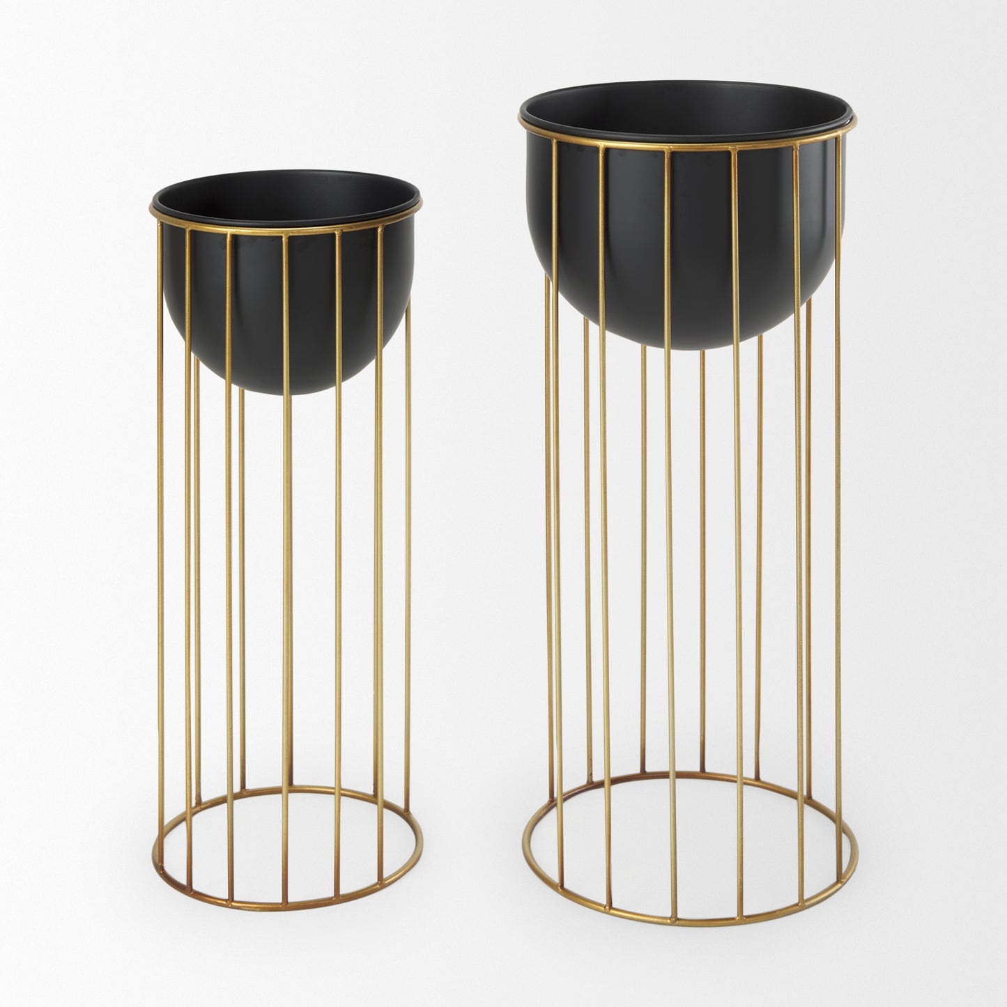Danica Set of 2 Matte Black Metal Plant Stands
