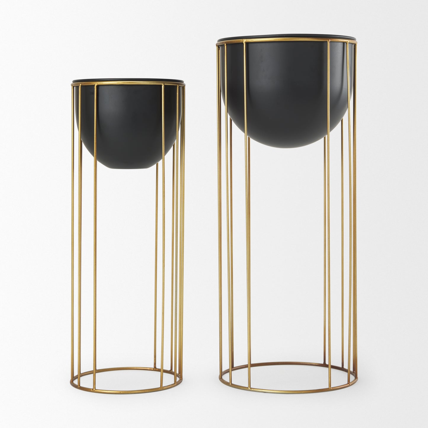 Danica Set of 2 Matte Black Metal Plant Stands