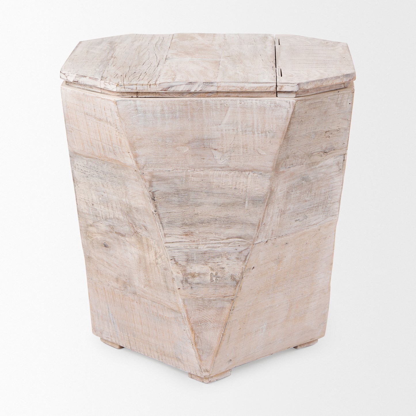 Esagono Octagonal Reclaimed Wood End/Side Table w/ Storage