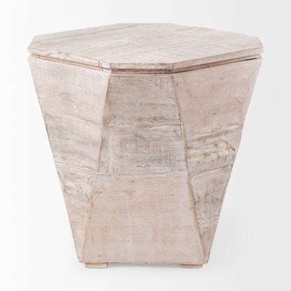 Esagono Octagonal Reclaimed Wood End/Side Table w/ Storage